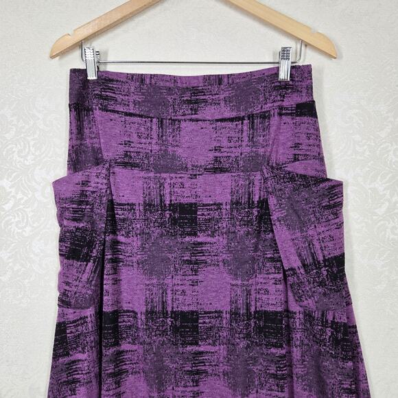 Cut Loose Maxi Skirt sz M* Purple Black Pull On Elastic Waist Pockets - Picture 2 of 12